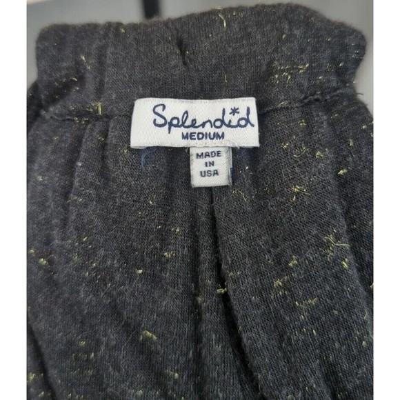 Splendid Gray Gold Jersey Dress Asymmetrical Soft Knit Lightweight Midi M - Picture 5 of 7